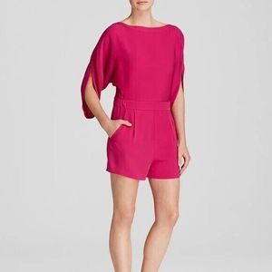 DIANE VON FURSTENBERG Soleilo Hot Pink One-Piece Silk Blend Romper 4 NWT